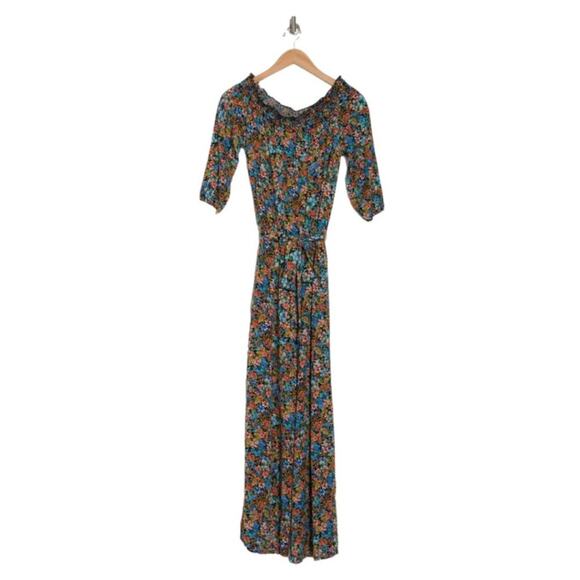 Velvet Torch Smocked Tie Waist Jumpsuit Size Small NWOT - Picture 1 of 4